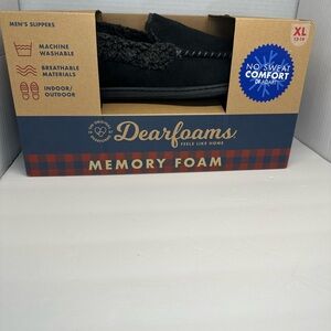 Dearfoams Men's Black Memory Foam Loafers Size XL 13/14